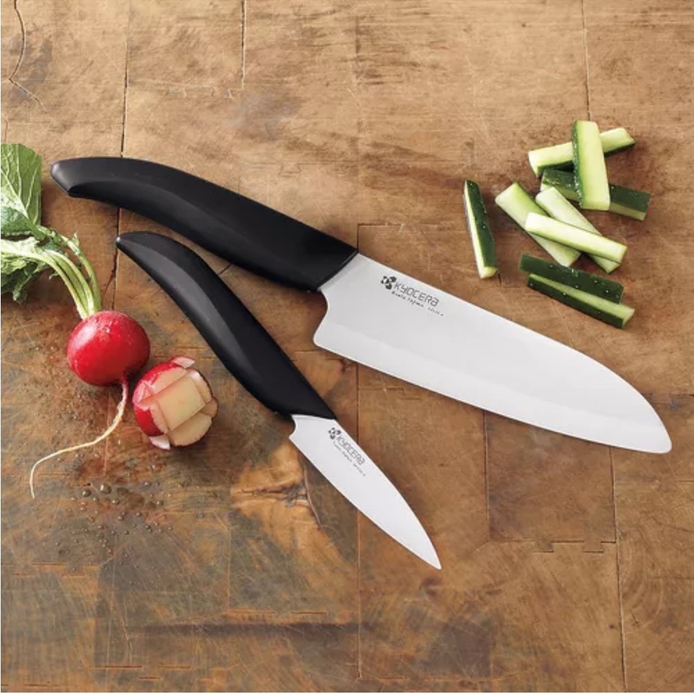 Kyocera 2-Piece Asian Ceramic Knife Set, Black